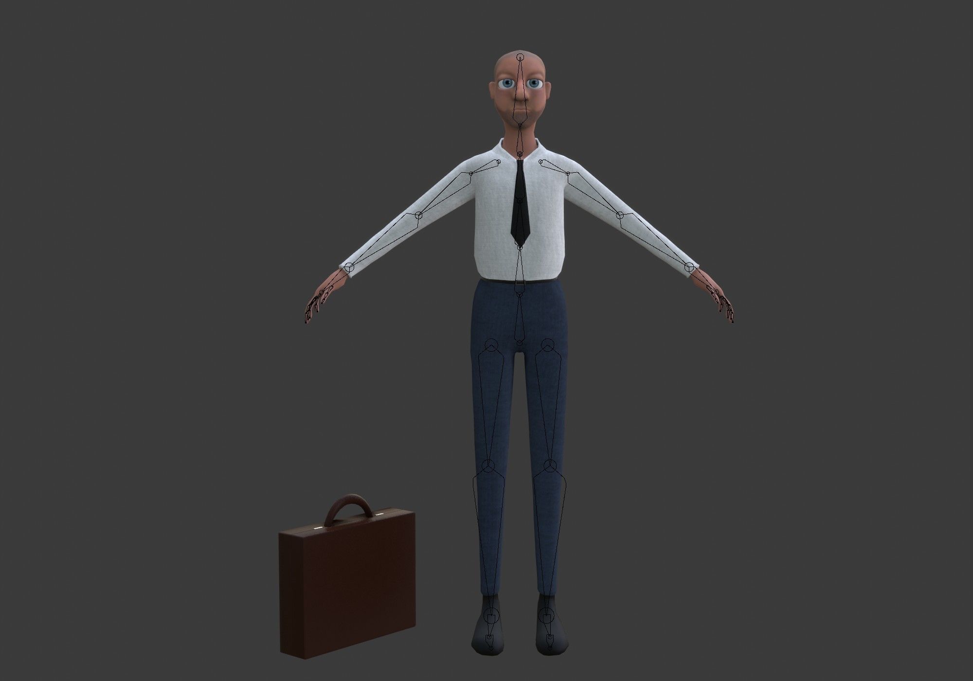 cartoon man with tie Low-poly 3D model_19