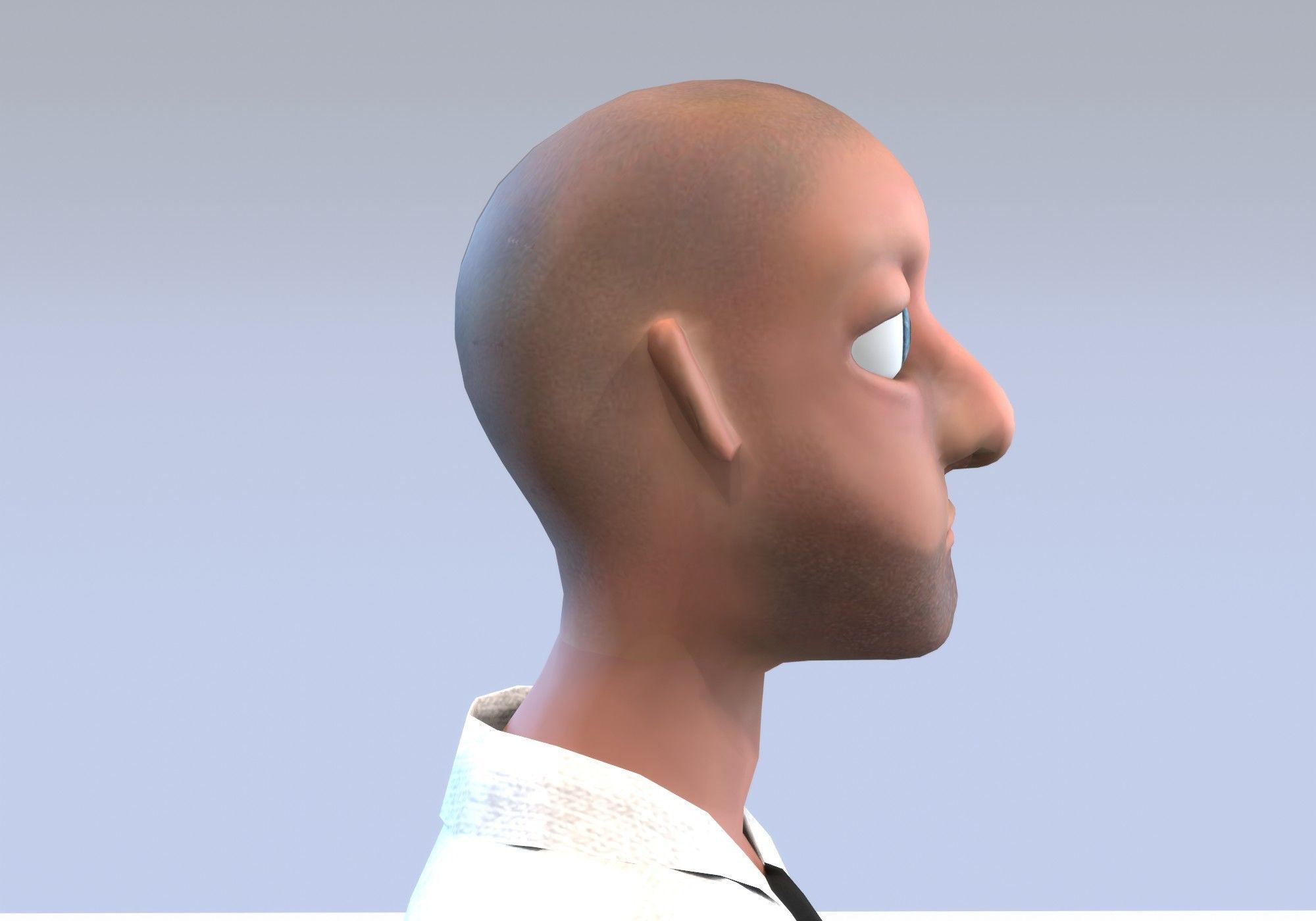 cartoon man with tie Low-poly 3D model_5