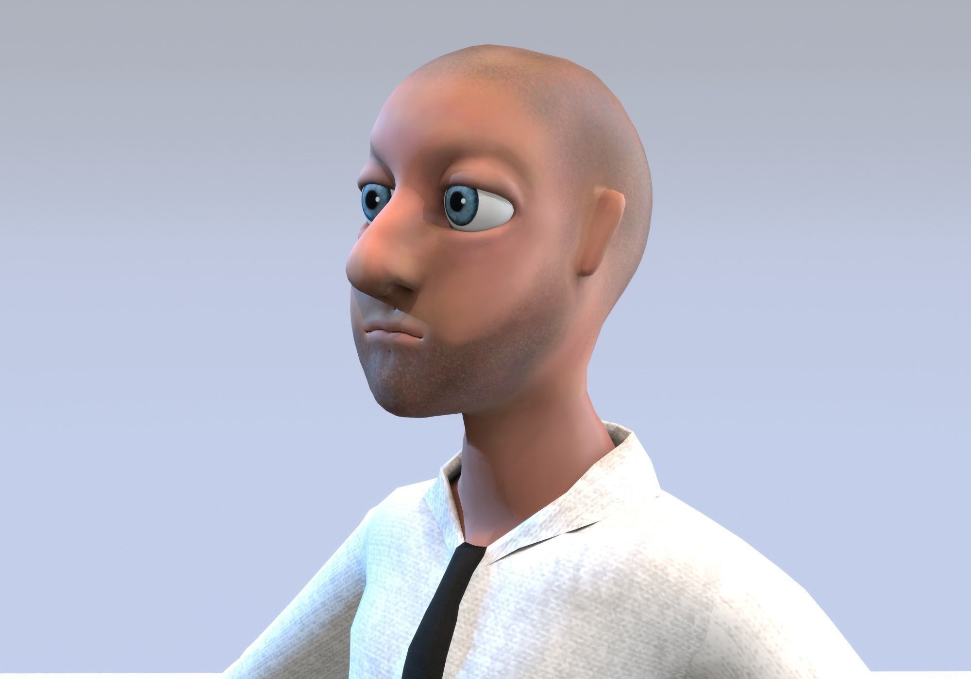 cartoon man with tie Low-poly 3D model_4