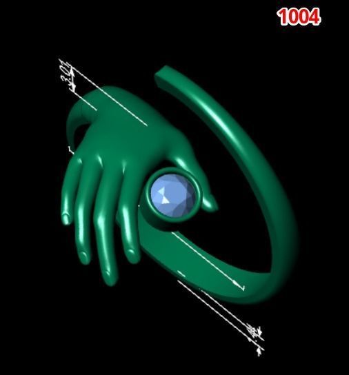 1004-Hand with diamond ring 3D print model_1