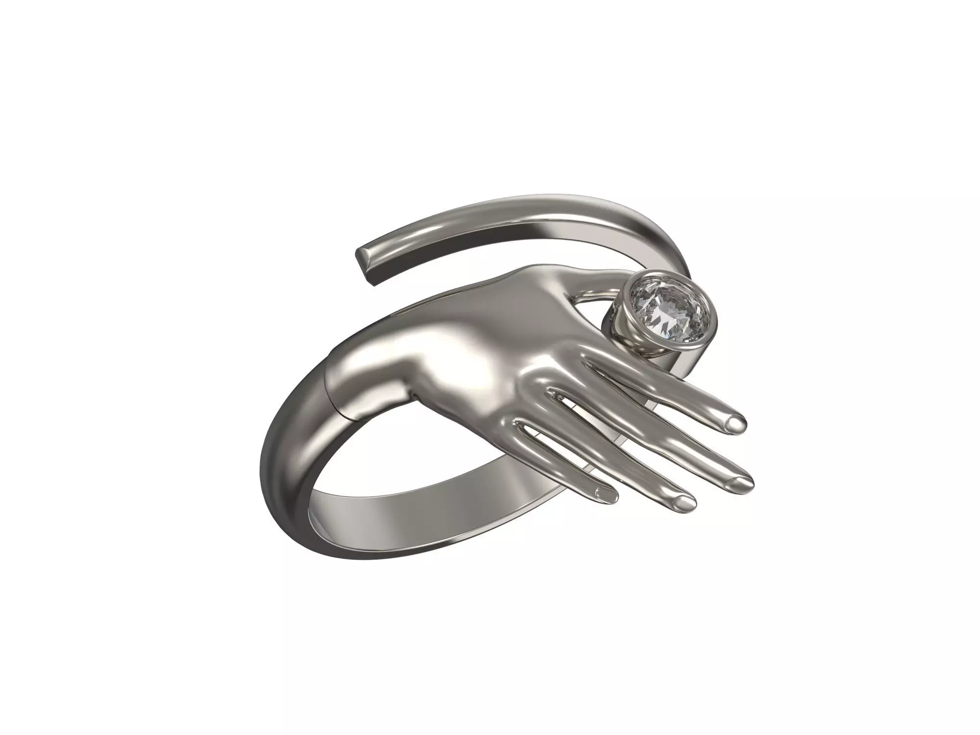 1004-Hand with diamond ring 3D print model_0