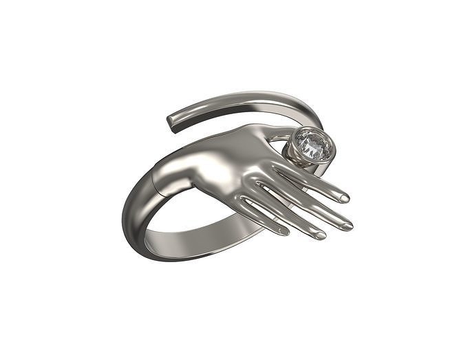1004-Hand with diamond ring 3D print model