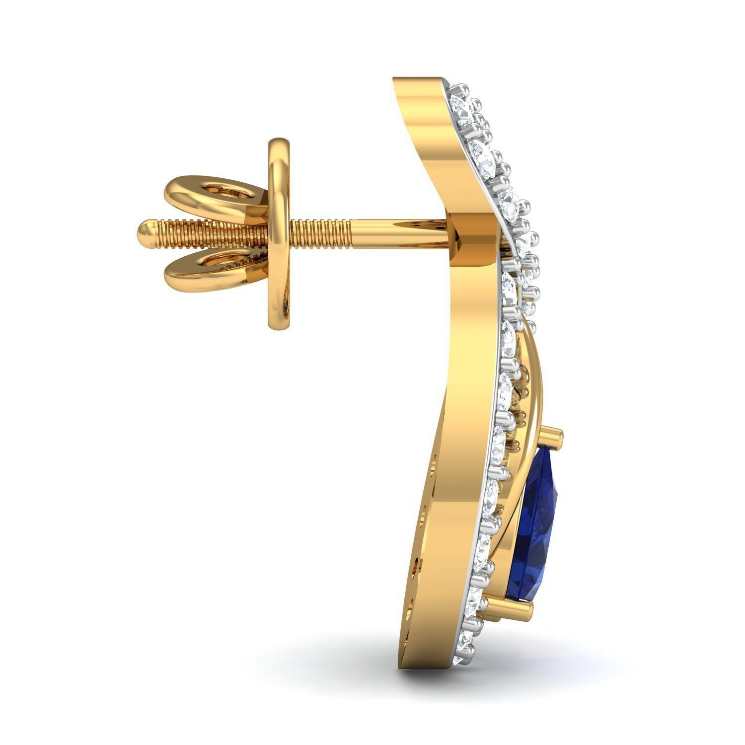 Pear Diamond Earring  3D print model_2