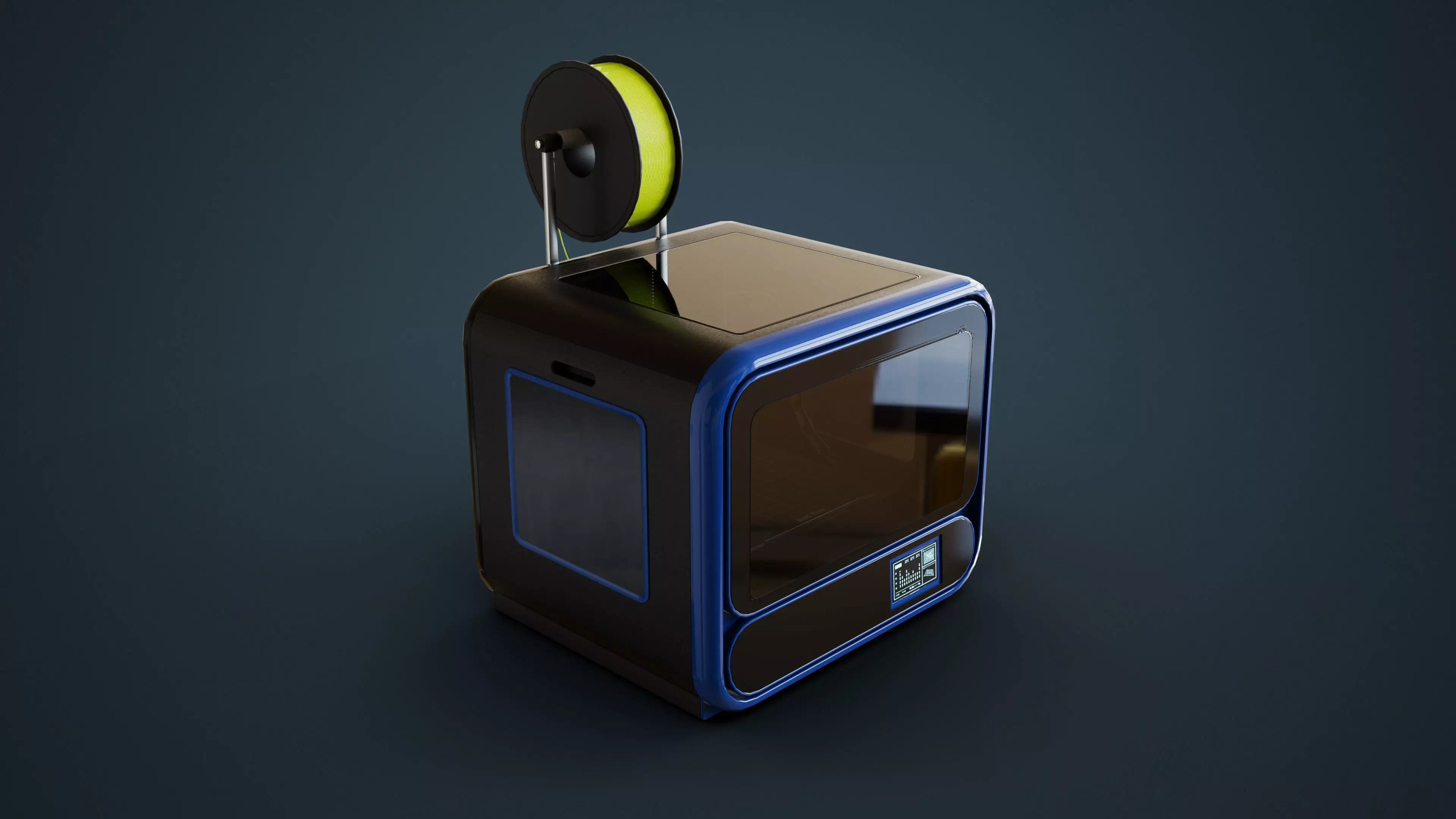 3D Printer With Spool Of Filament Low-poly 3D model_0