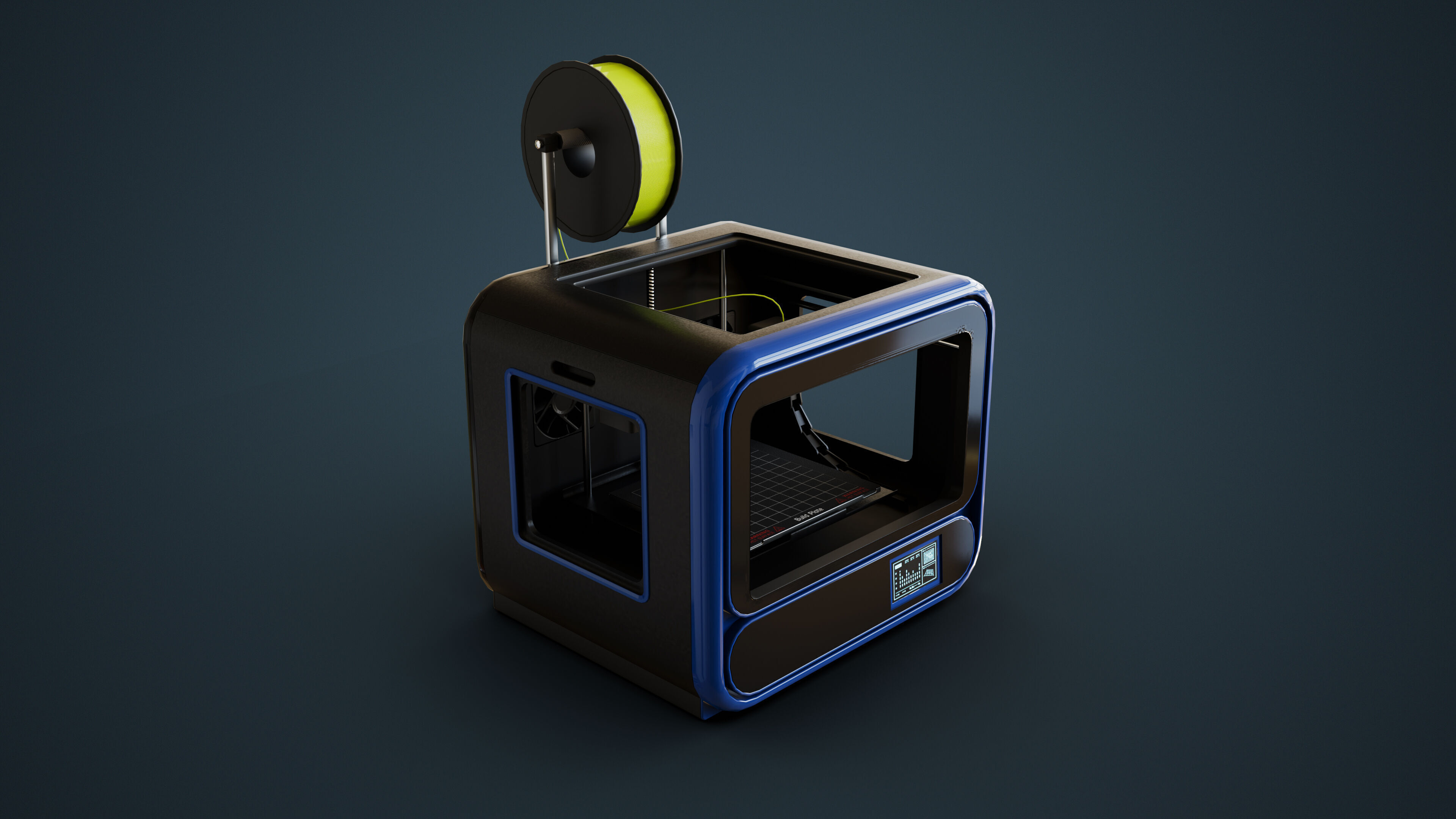 3D Printer With Spool Of Filament Low-poly 3D model_2