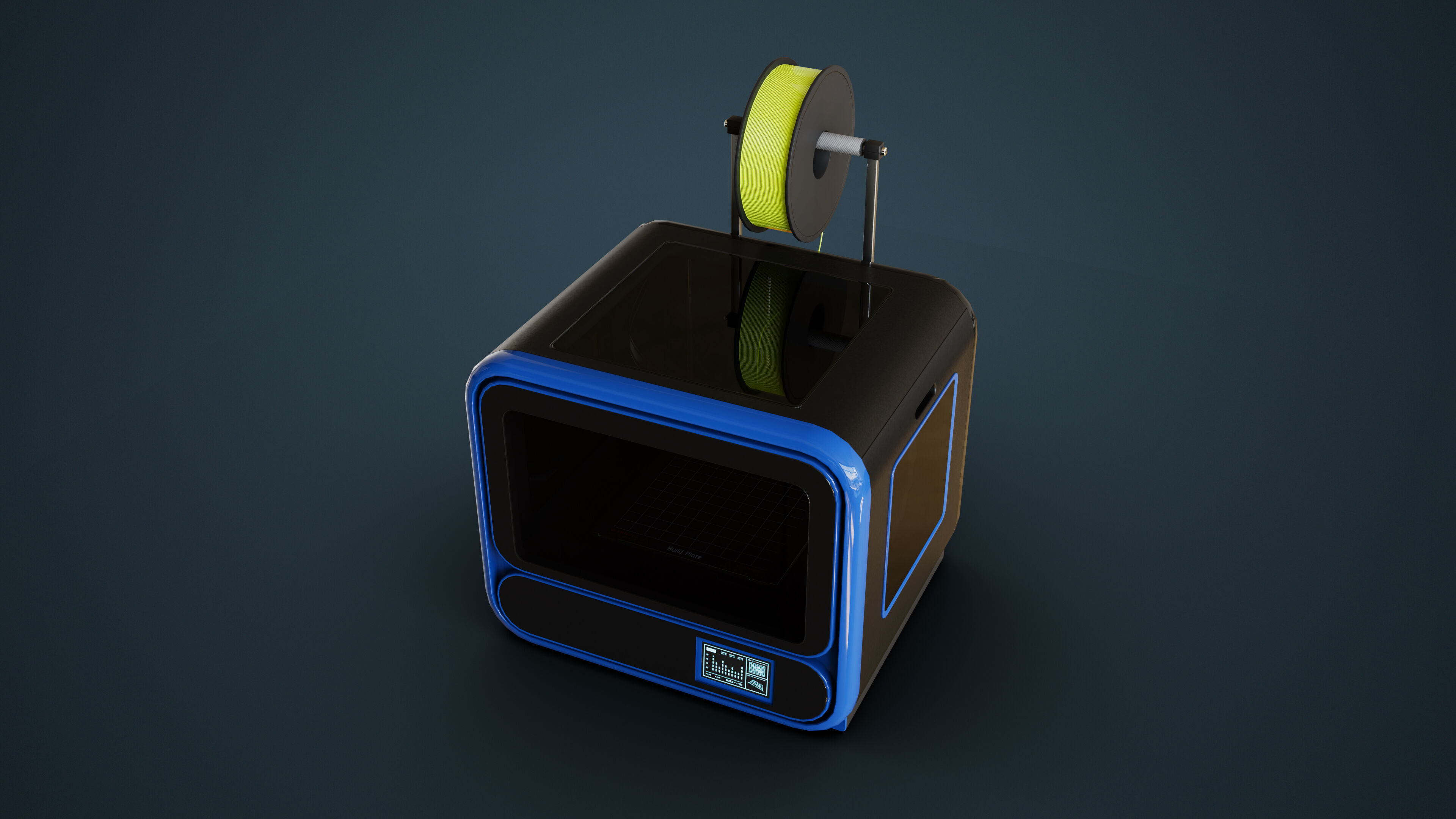 3D Printer With Spool Of Filament Low-poly 3D model_3