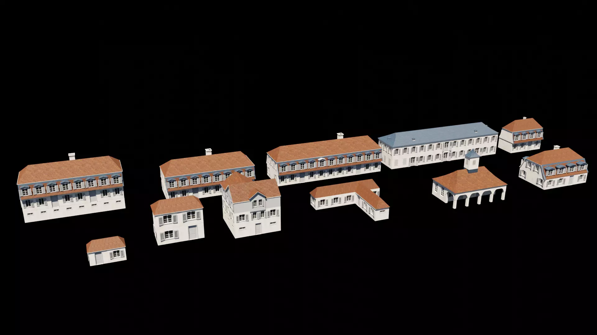 European building collection Low-poly 3D model