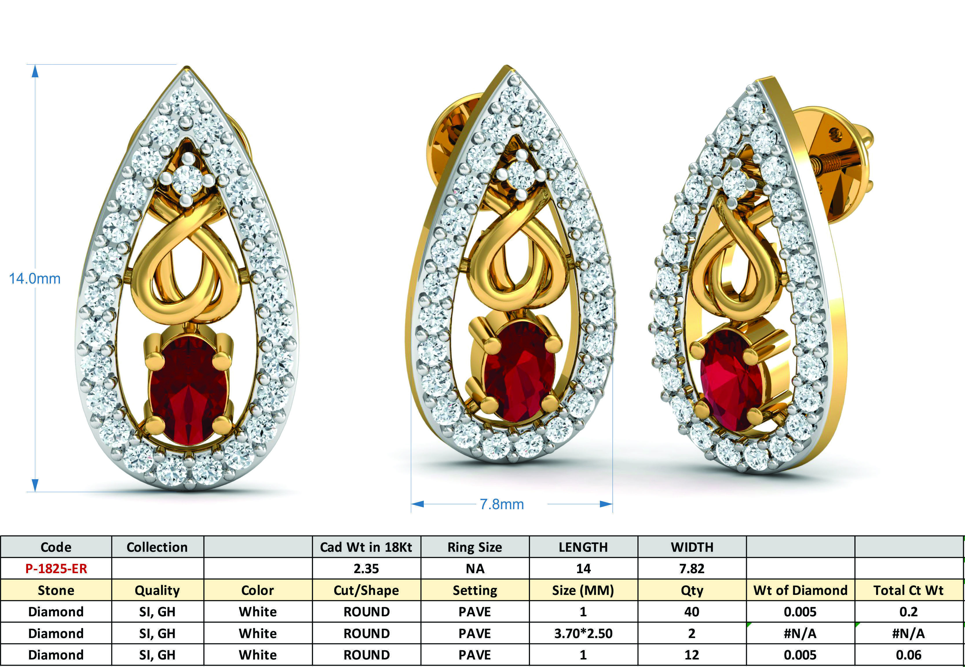 Oval Diamond Earring 3D print model_3
