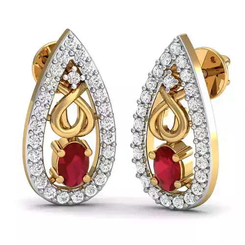  Oval Diamond Earring 3D print model