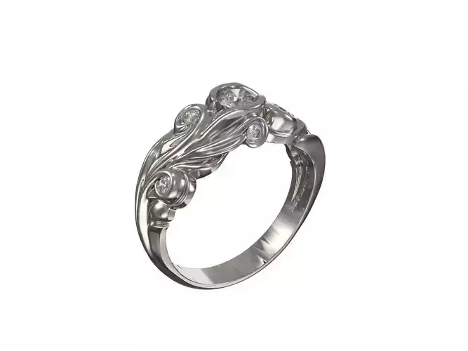 1009-Monogram ring with diamonds