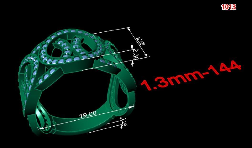 1013-Golden ring with diamonds 3D print model_1