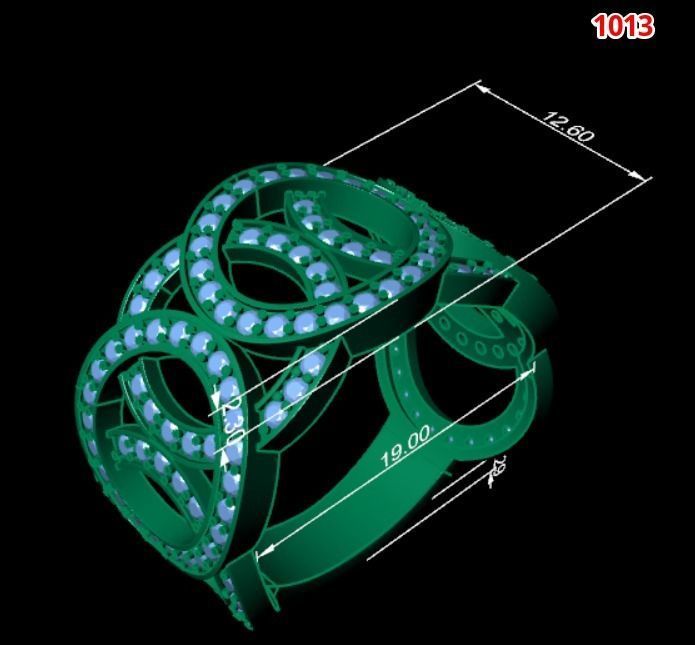 1013-Golden ring with diamonds 3D print model_2