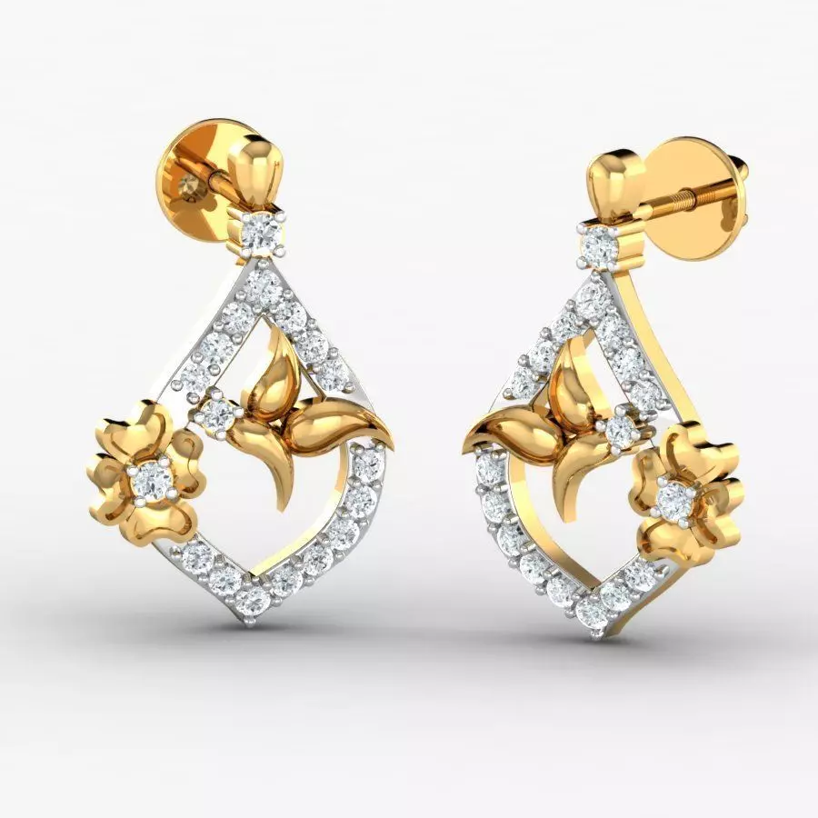 earring diamond pendant in gold 3D print model
