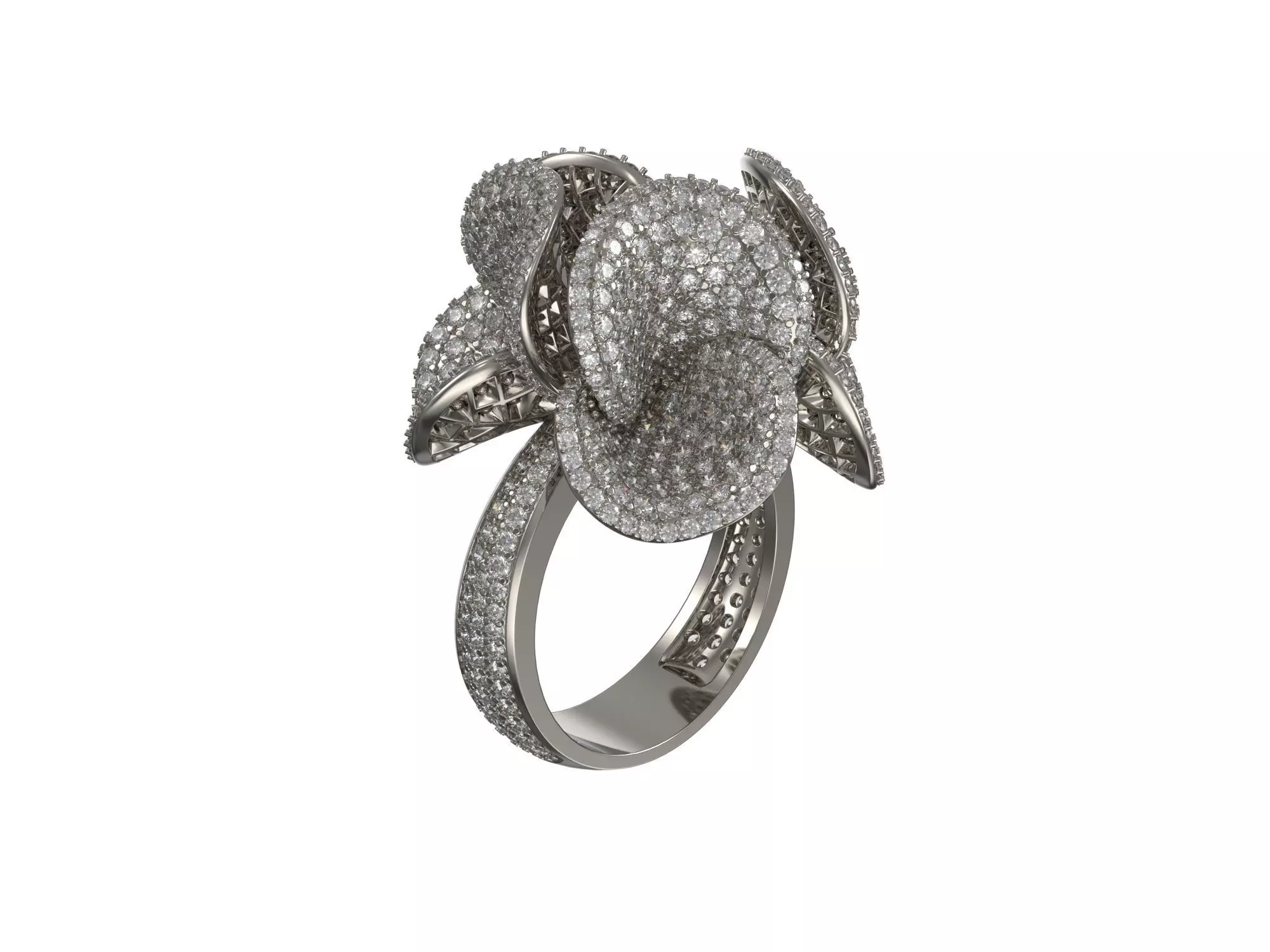1014-Flower ring with diamonds 3D print model_0