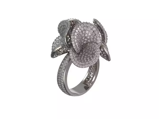 1014-Flower ring with diamonds