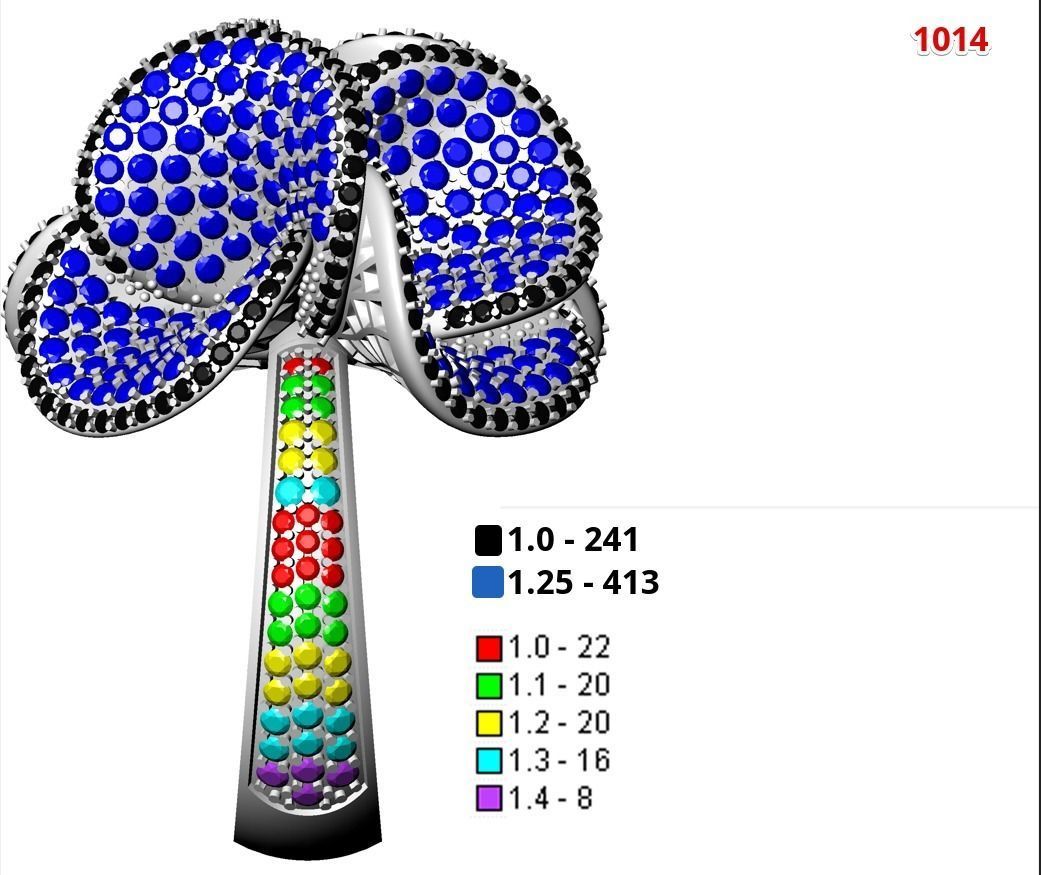 1014-Flower ring with diamonds 3D print model_4