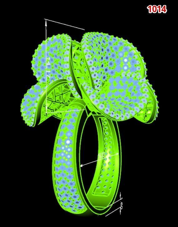 1014-Flower ring with diamonds 3D print model_2