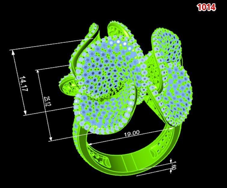 1014-Flower ring with diamonds 3D print model_1