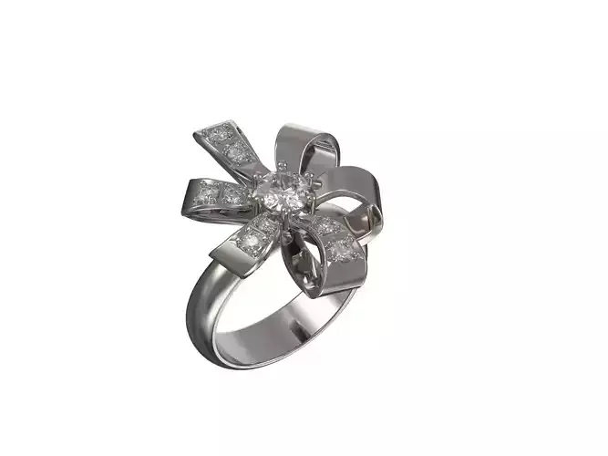 1015-Bow-knot ring with diamonds