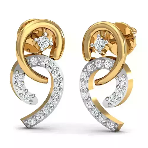 Earrings two diamond gold