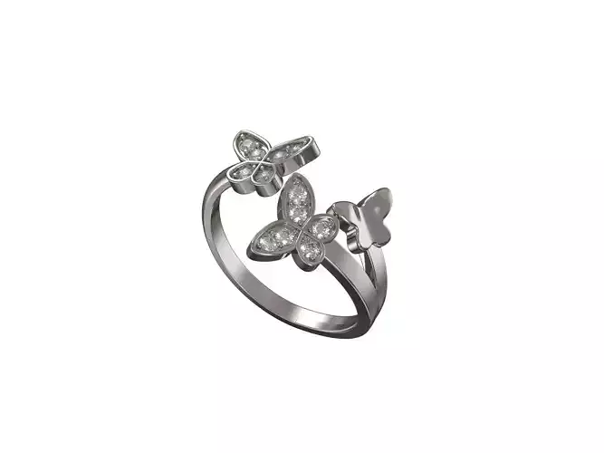 1018-Butterfly ring with diamonds
