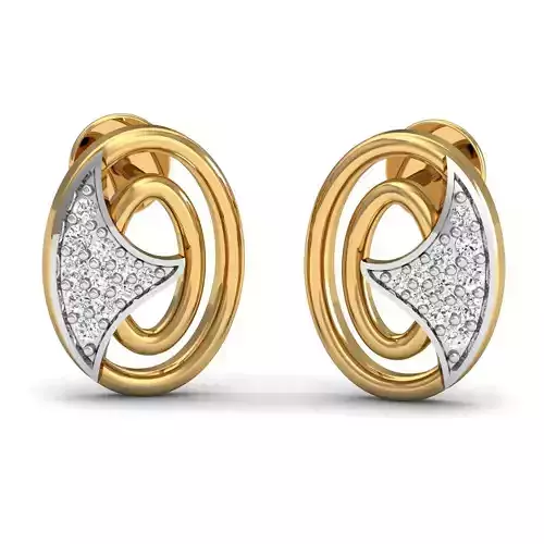 Earrings pair of gold with diamonds