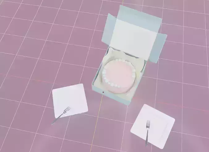 Low Poly Cake with plates 
