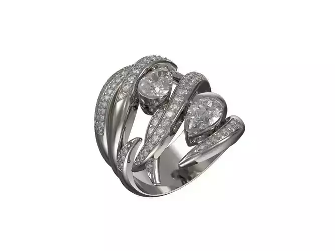1020-Ring with pear diamonds