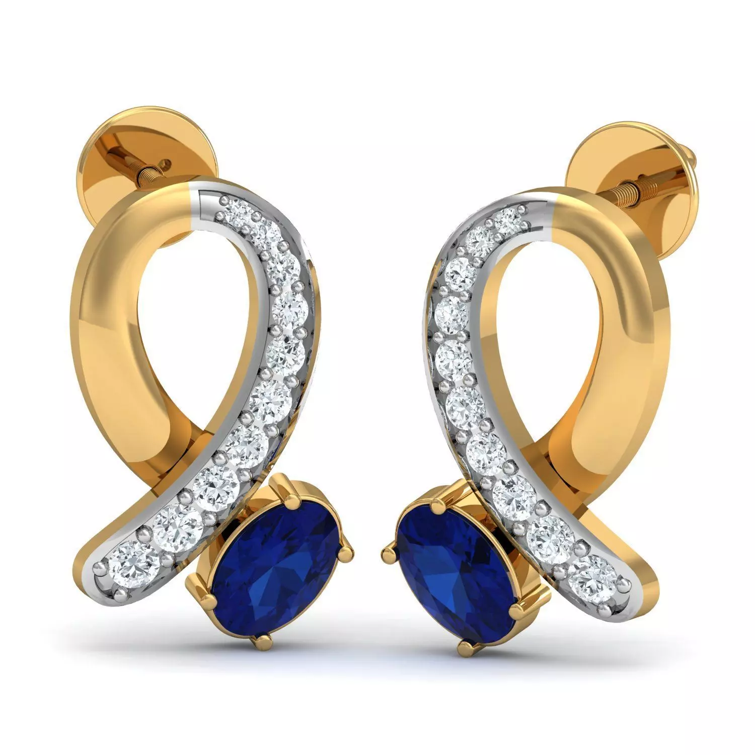 Oval Diamond Earrings 3D print model_0