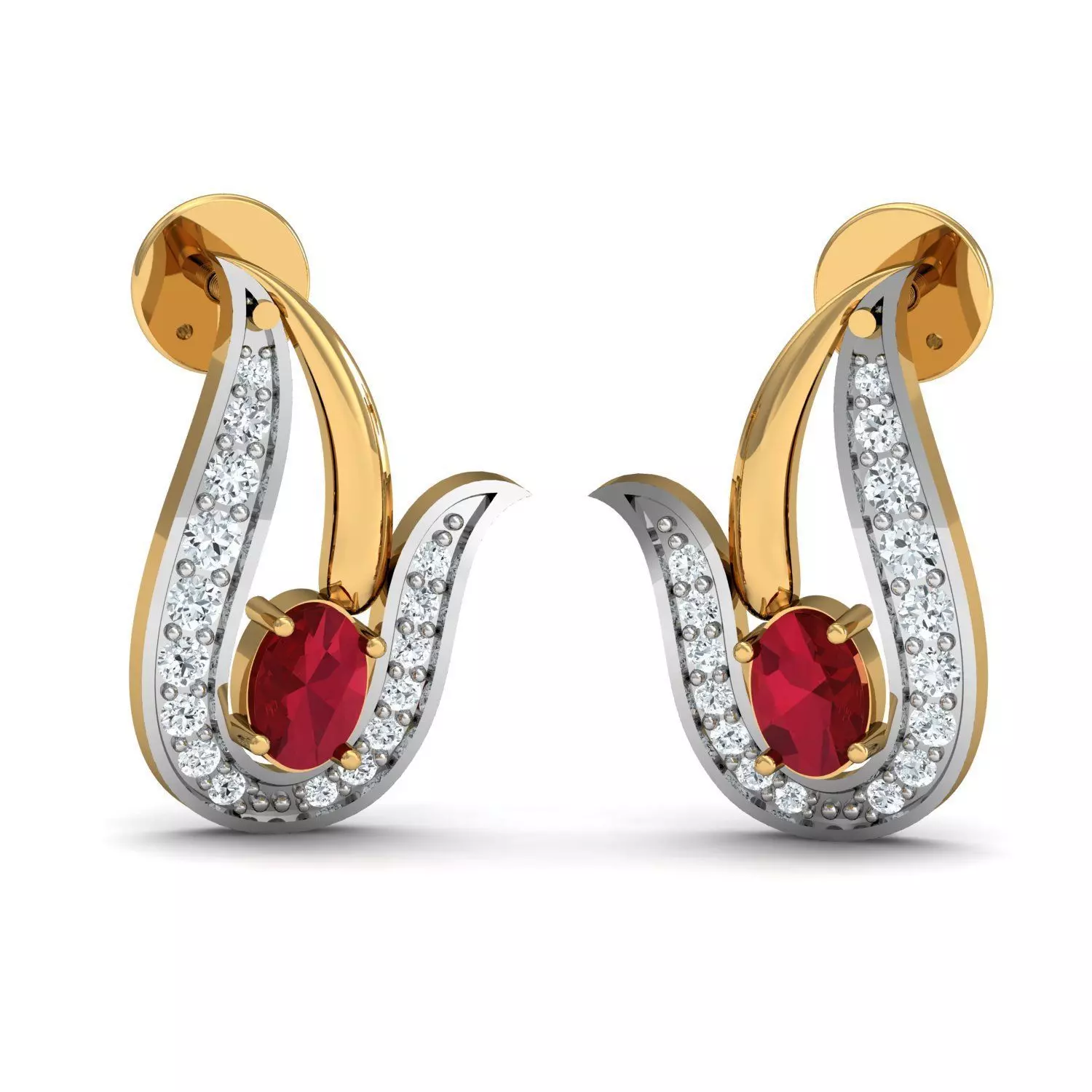 Oval Diamond earring  3D print model_0