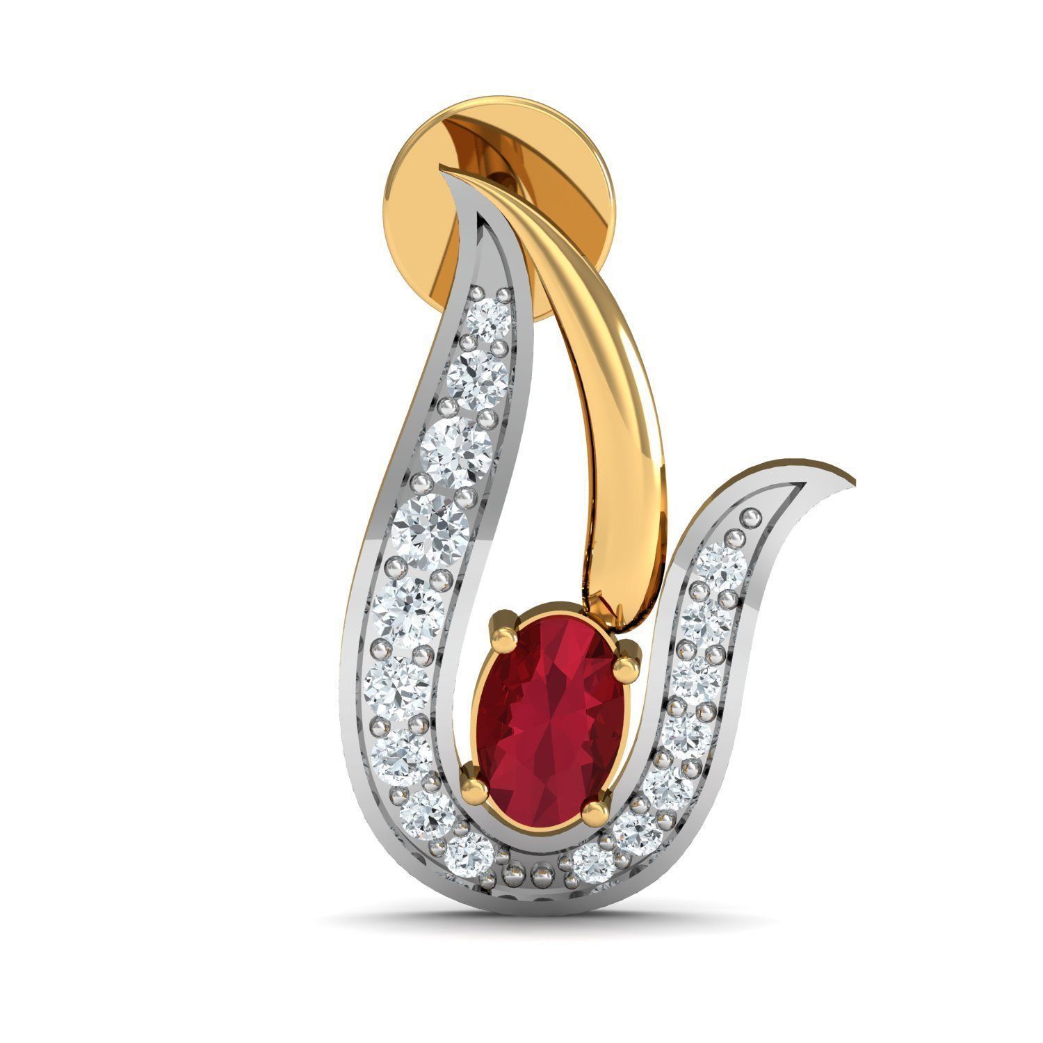 Oval Diamond earring  3D print model_1