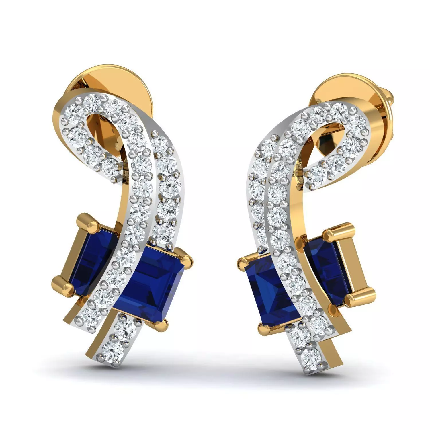 EARRINGS sapphire and diamond 3D print model