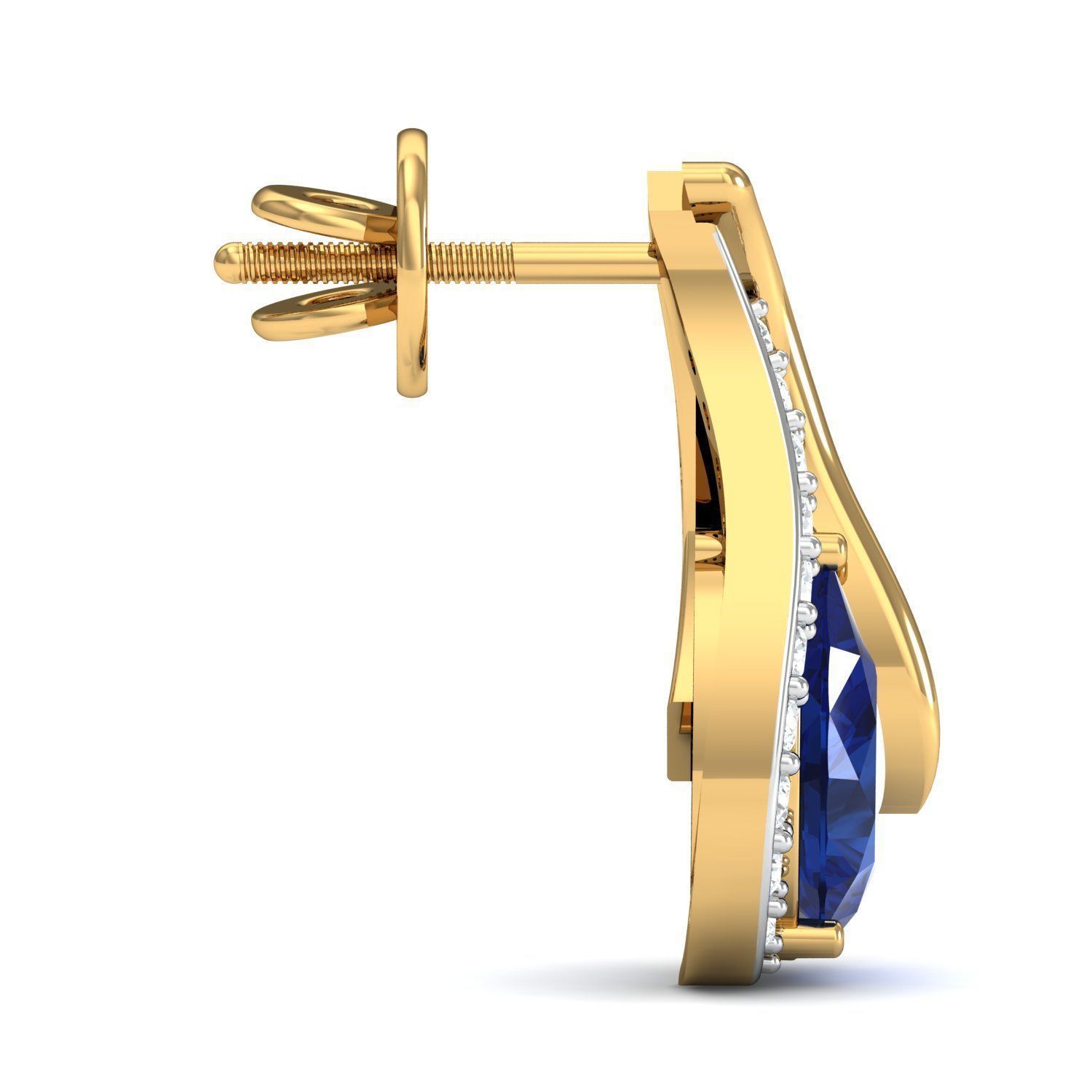 Pear Diamond Earring 3D print model_2