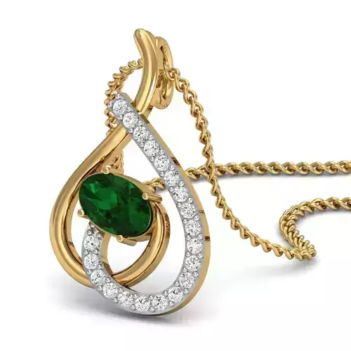 Oval Diamond pendant 3dm stl render detail 3D print model