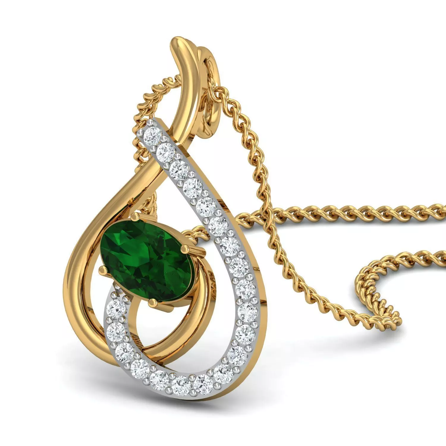 Oval Diamond pendant 3dm stl render detail 3D print model_0