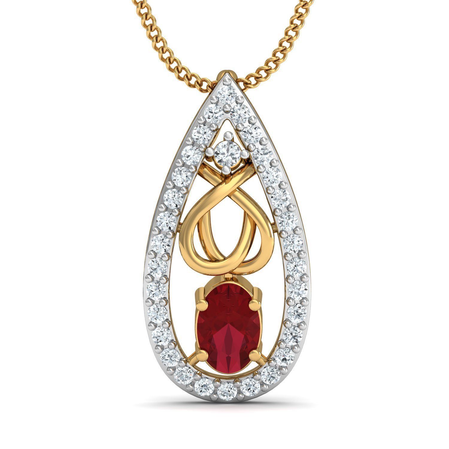 Oval Diamond pendant 3D print model_1
