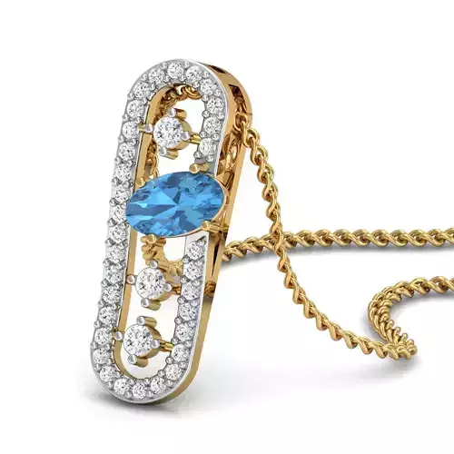 Oval Diamond Pendant 3dm STL OBJ FBX Render Details 3D print model