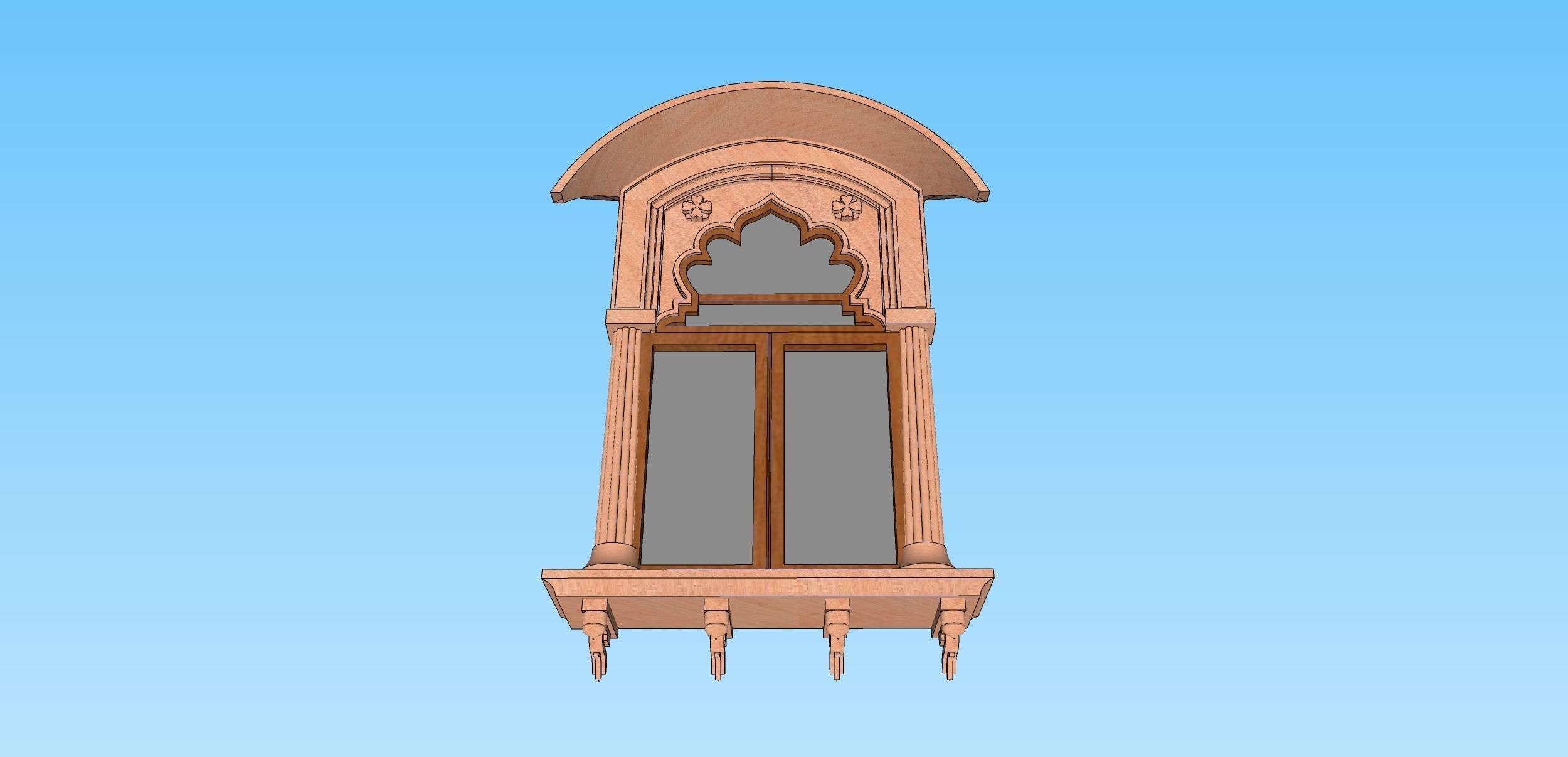 indian jodhpuri stone jharokha window 3D model_3