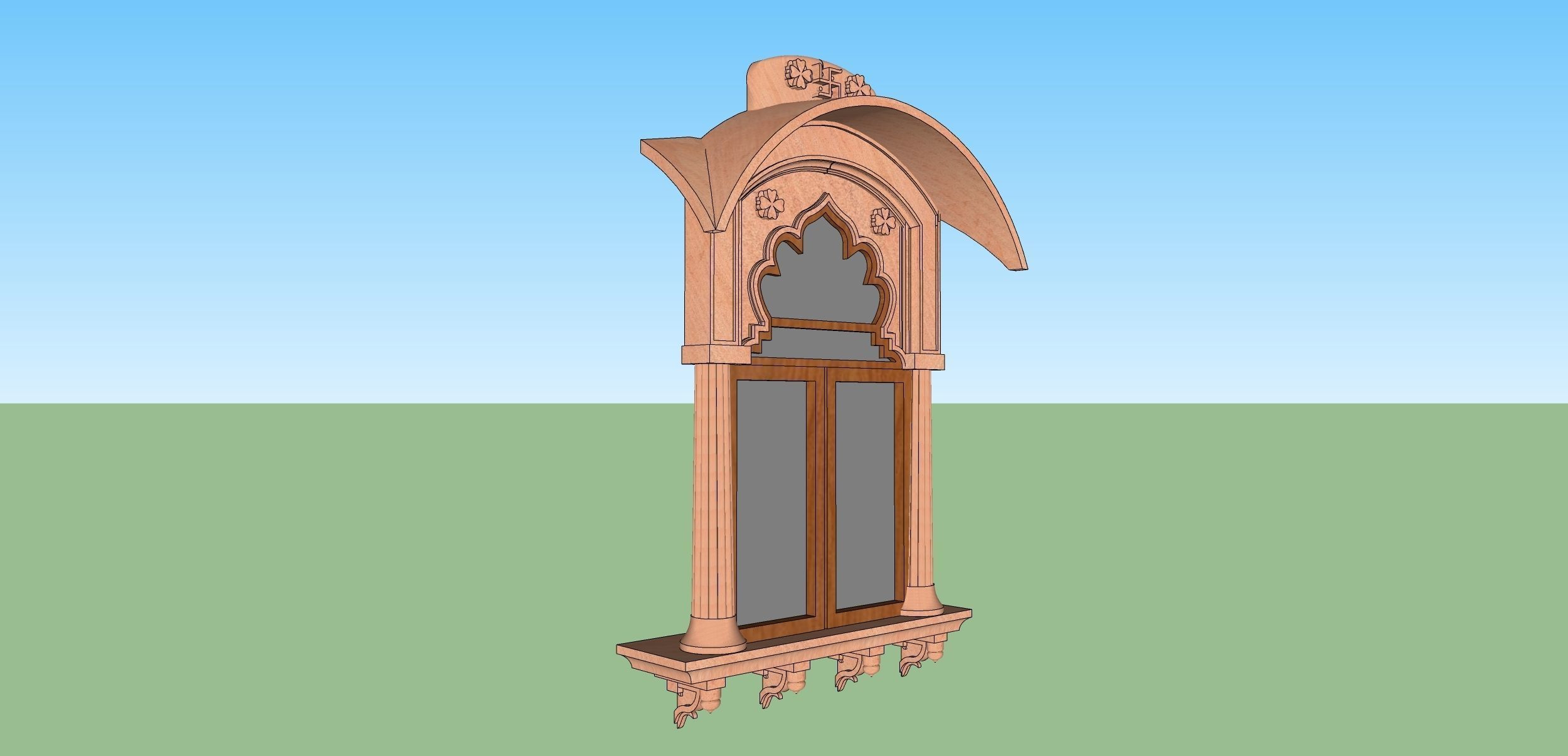 indian jodhpuri stone jharokha window 3D model_2