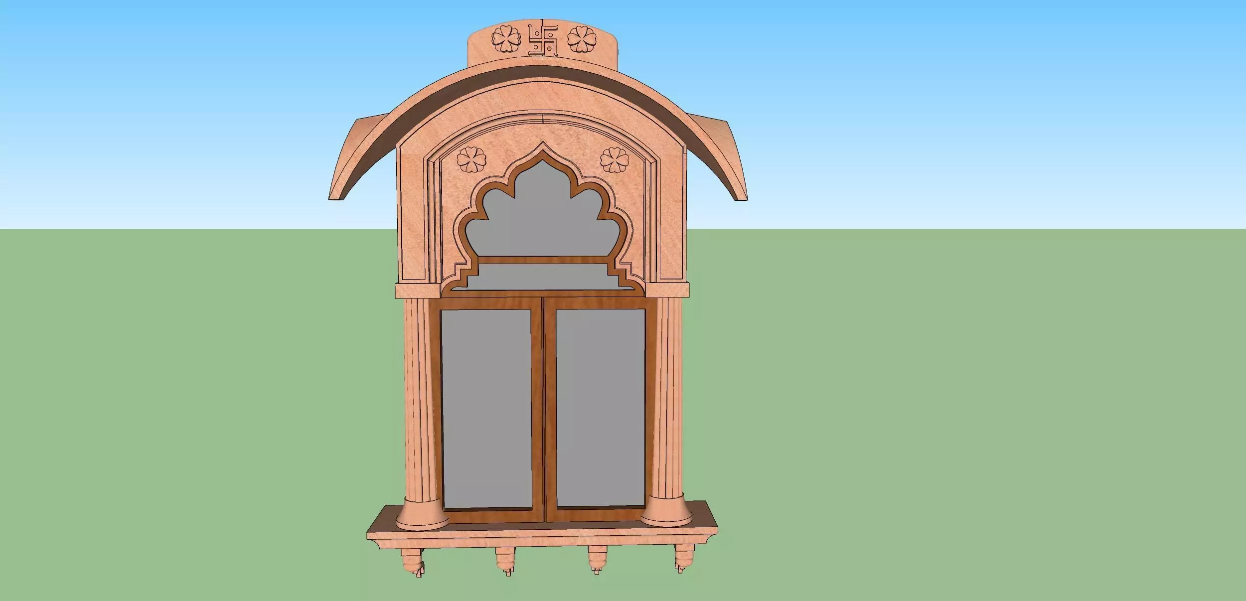 indian jodhpuri stone jharokha window 3D model_0