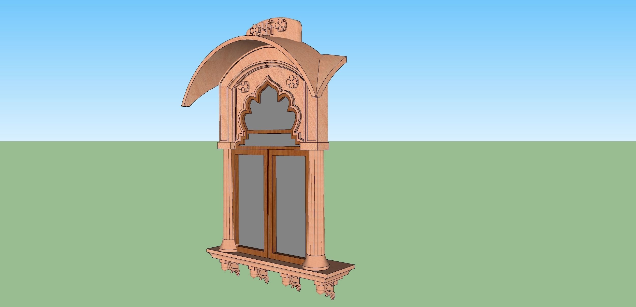 indian jodhpuri stone jharokha window 3D model_1
