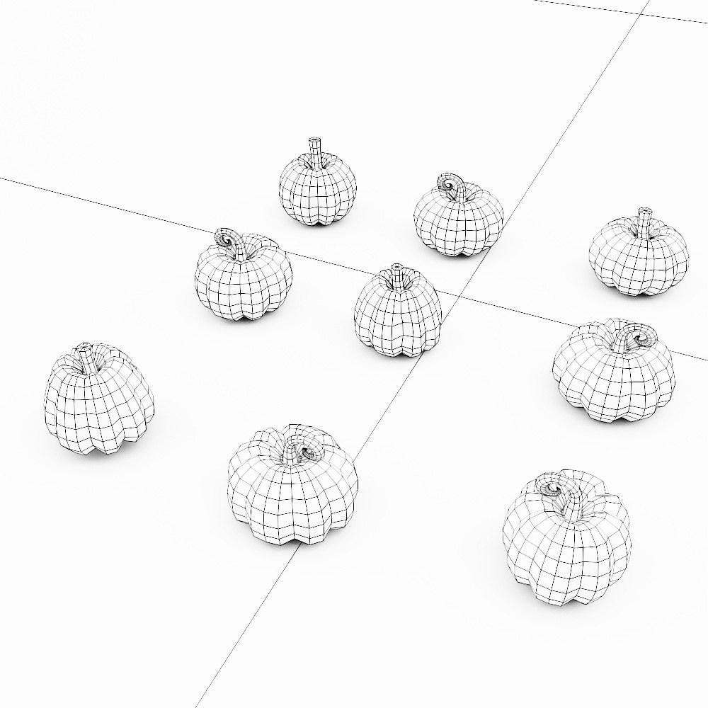 Carved pumpkin heads low poly 3d models set 1 Low-poly 3D model_9