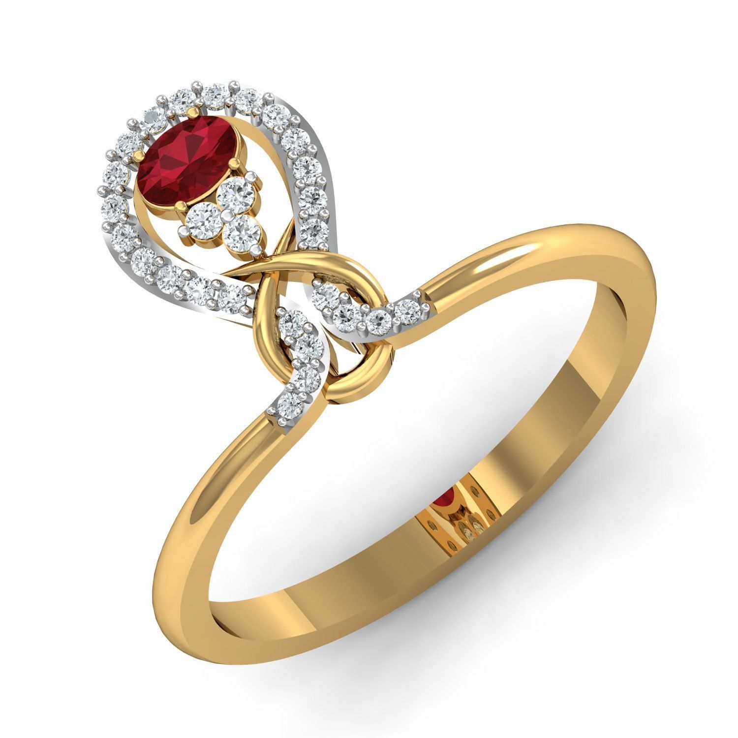 Engagement Oval Diamond ring 3D print model_1