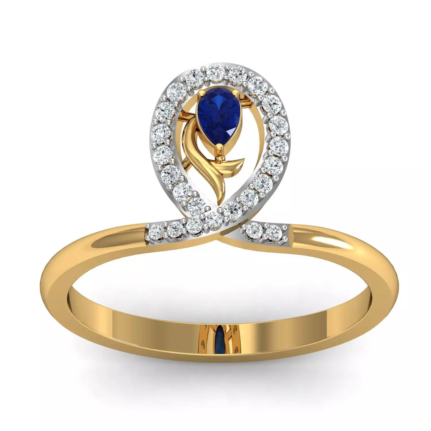 Pear Diamond Ring 3D print model_0