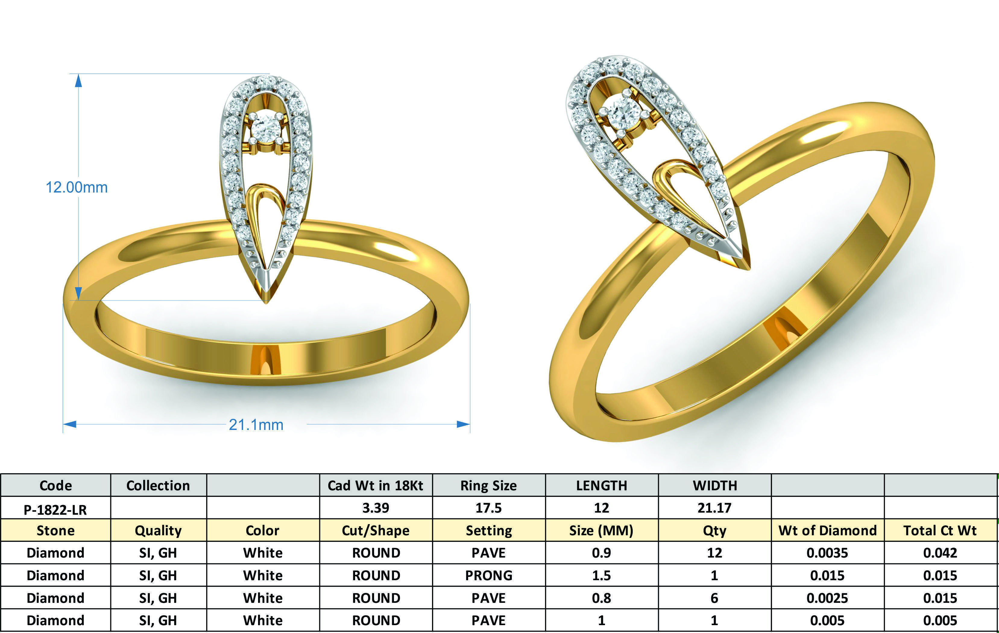 Engagement ring 3D print model_3