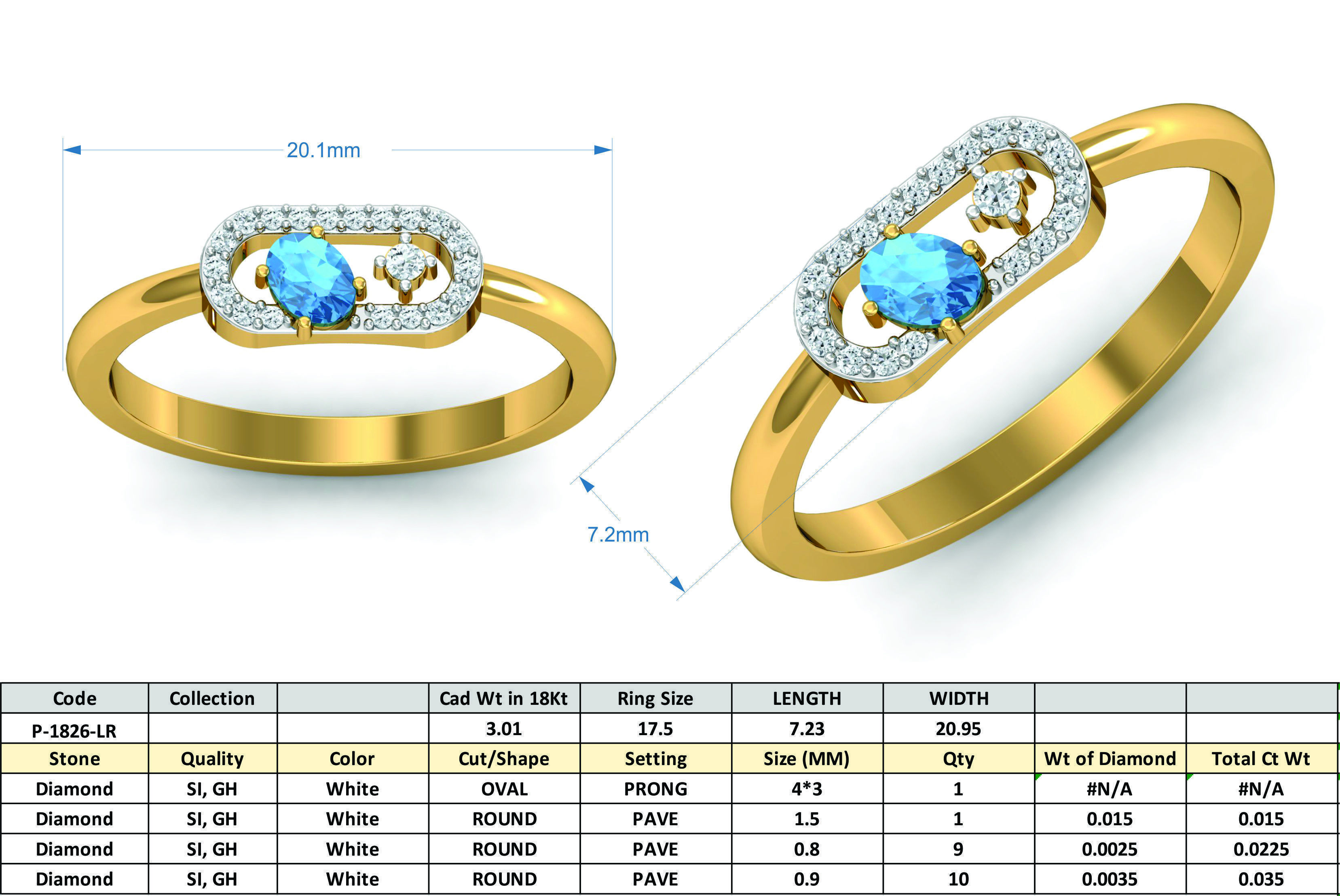 Engagement Oval Diamond ring 3D print model_3