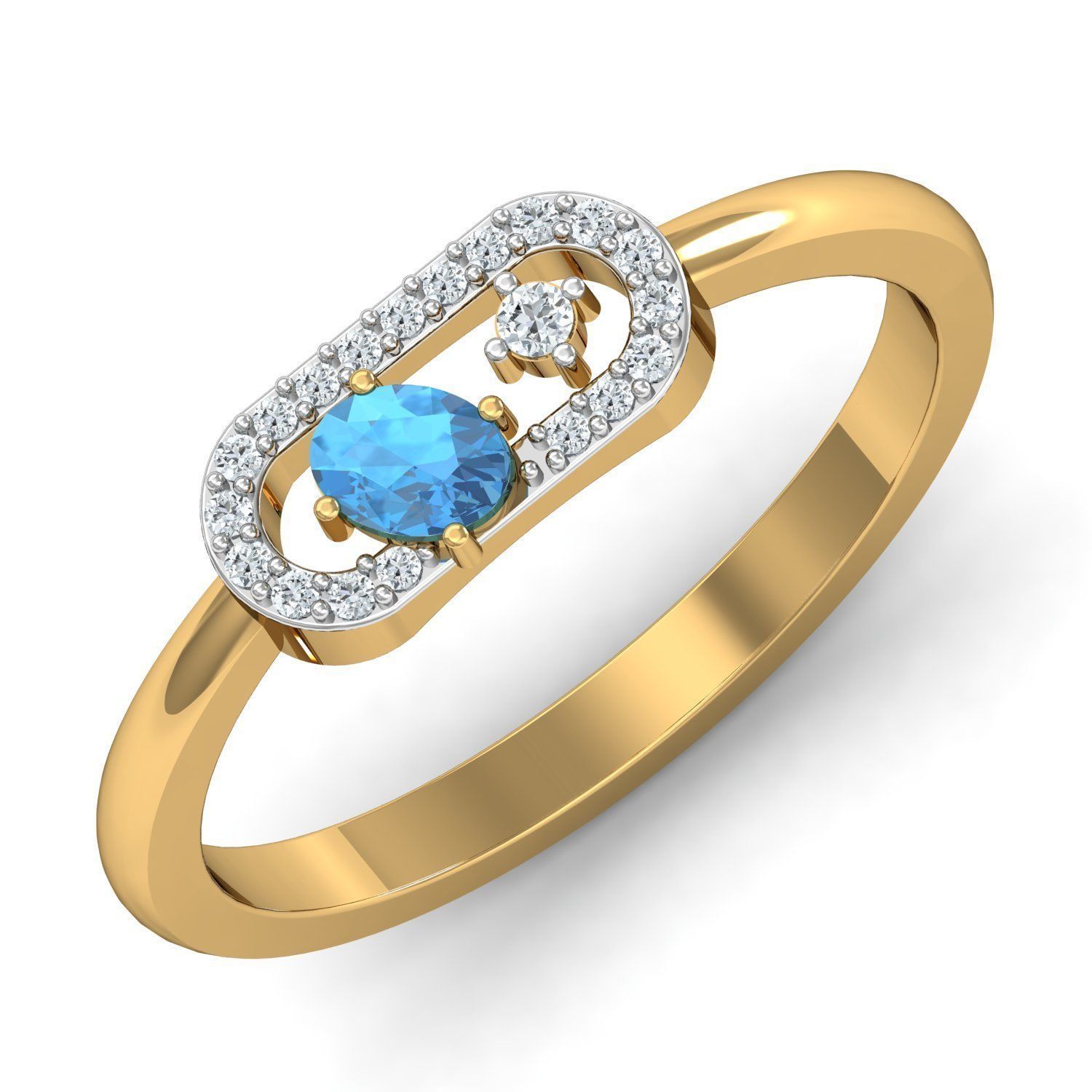 Engagement Oval Diamond ring 3D print model_1