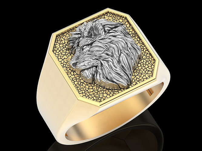 Lion man ring  sterling gold printable jewelry 3D model 3D print model