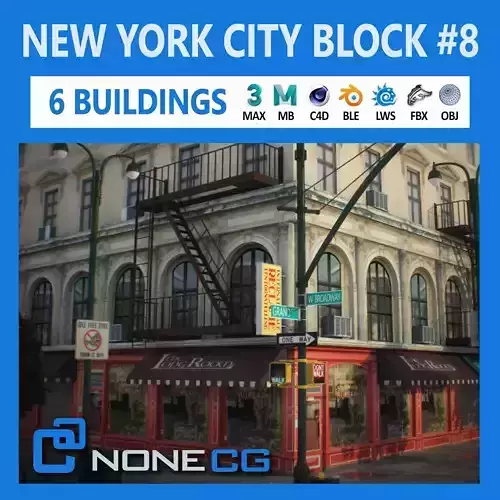 NYC Block Set 8 V2 Free low-poly 3D model