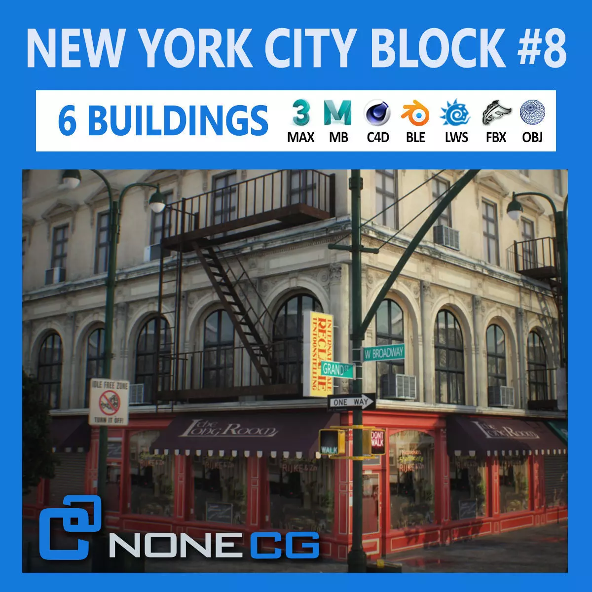 NYC Block Set 8 V2 Free low-poly 3D model_0